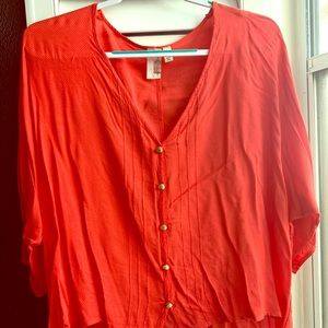 orange button down blouse